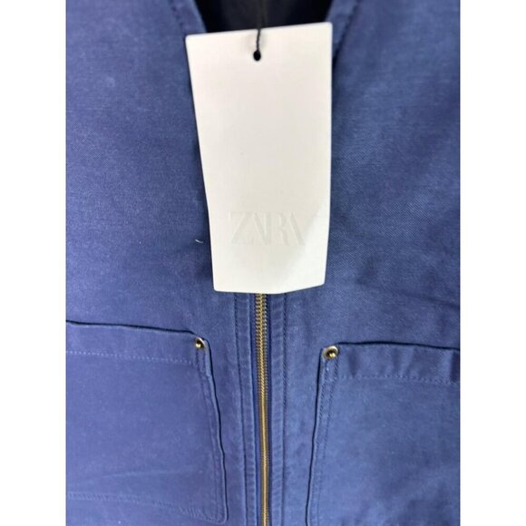 ZARA Mens Blue Denim Vest Relaxed Fit Waistcoat Cotton Zip Pockets Size M - Picture 13 of 13